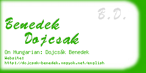 benedek dojcsak business card